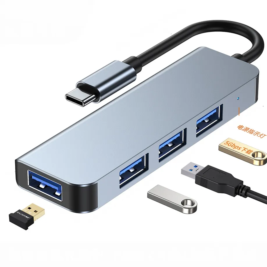 HUB USB tipo C 3.0 2.0 Type-C 3.1 adattatore Splitter Multi 4 porte OTG Metal shell per Macbook Pro Air Samsung Computer Notebook