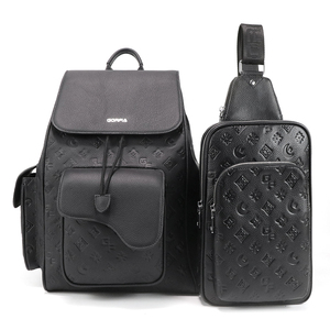 Gorfia Wholesale Fashion Embossed PU Print <b>Backpack</b> and Chest Bag Set Luxury Men's Travel <b>Backpack</b> Crossbody Chest Bag - Product Image 4