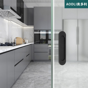 Zinc Alloy <b>Door</b> Handles Flat Concealed <b>Sliding</b> <b>Barn</b> Glass Kitchen Cabinet Easy Installation Minimalist Design - Product Image 3
