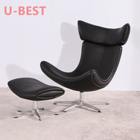 Fauteuil de salon pivotant Imola en fibre de verre et cuir, design moderne et luxueux, pour salle à manger et salon
