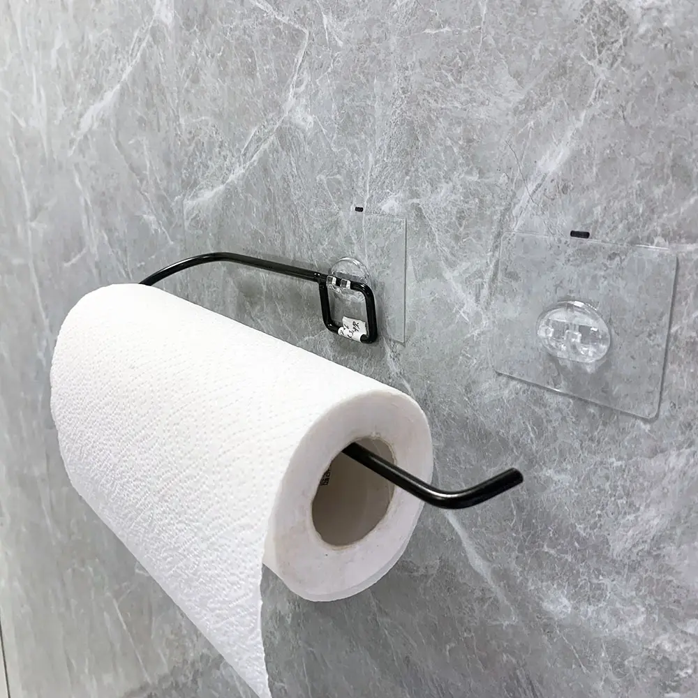 Black Single Bar Bathroom Toilette Tissue Clip Towel Rack Wall Hung Toilet Paper Holder