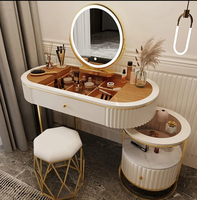 Miroir de coiffeuse moderne, miroir de table à maquillage, commode en bois avec tiroirs, coiffeuse avec miroir et lumières