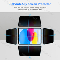Film de protection d'écran anti-espions à 4 voies pour iPad 10e téléphone portable Ultra-mince, étanche, anti-éblouissement, avec lumière bleue, taille personnalisée