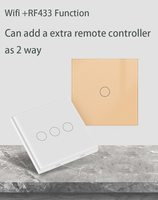 Tuya Version EU WiFi RF433Mhz Interrupteur d'éclairage intelligent 10A Panneau mural tactile en verre de luxe Maison intelligente Pas d'interrupteurs de fil neutre