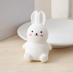 Cute Bunny Squeeze Toy White and Pink Silicone Stress Relief <b>Fidget</b> Toy for Kids Unisex Age 2 to 4 Years - Product Image 2