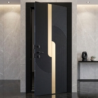 Nouvelle porte d'entrée en acier de style minimaliste avec serrure intelligente, étanche et ignifuge, à ouverture battante pour maison, villa et usage extérieur