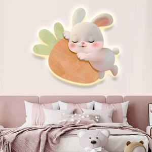 Phòng trẻ em sơn trang trí màu hồng phim hoạt hình thỏ dẫn Tường Đèn công chúa phòng tường nghệ thuật trang trí - Product Image 2