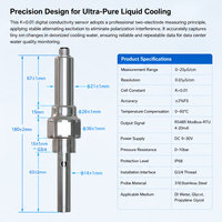 Sensor Konduktivitas Digital Anti-Interferensi K=0.01 RS485 EC Probe Pendingin Cairan Pusat Data PG25 OEM IP68 Baja Tahan Karat 316