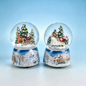 Bola de Nieve Navideña con Papá Noel en Trineo, de Cristal, Regalo Navideño, Decoración de Cerámica para el Hogar, Compatible con OEM - Product Image 2