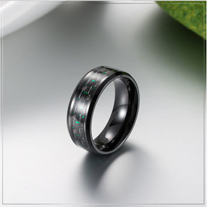 Anillo de Fibra de Carbono y Acero de Titanio, Rojo, Verde, Azul, Unisex, Joyería de Uso Diario, Diseño Geométrico, K-R163 - Product Image 4