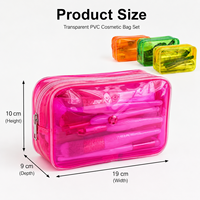 Pochette cosmétique transparente en PVC multicolore, fluo, avec fermeture éclair, étanche, pour voyage, organiseur de toilette, vente en gros