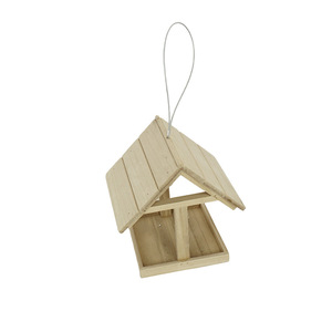 Mangeoire à oiseaux en bois, couleur bois naturel, forme rectangulaire, durable, décoration de patio extérieur, nichoir décoratif - Product Image 5