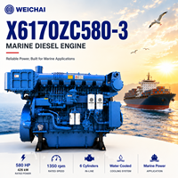Mesin Diesel Kelautan SCDC WEICHAI Seri 6170 X6170ZC580-3 6 Silinder 1350rpm Turbocharged untuk Proyek Pembuatan Kapal