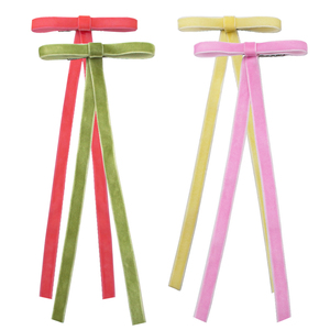 Fiocchi per Capelli Gordon per Bambine, Personalizzati, Larghezza 9 MM, Fiocco in Velluto <span class=keywords><strong>con</strong></span> Lunghe Coda, Clip per Capelli in Velluto per Bambini - Product Image 6