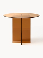Table à manger ronde moderne en verre trempé brun 80 cm, 2 places, montage facile pour la maison, l'appartement, les petits espaces