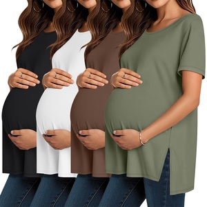 Vêtements pour femmes enceintes au design uni, t-shirts pour femmes enceintes, logo personnalisé, t-<span class=keywords><strong>shirt</strong></span> décontracté surdimensionné personnalisé OEM pour femmes enceintes - Product Image 2