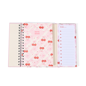 Cuaderno Espiral Kawaii con Lazo de <span class=keywords><strong>Cereza</strong></span>, Agenda Diaria con Espiral Metálica, Lista de Tareas, Diario Rosa Bonito para Niñas, Estudiantes, Regalo Escolar - Product Image 1