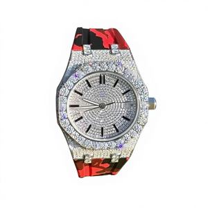 Montre pour homme de luxe au design personnalisable, boîtier carré, bracelet en acier inoxydable avec moissanite, résistance à l'eau 10 bars, cadran lumineux - Product Image 1