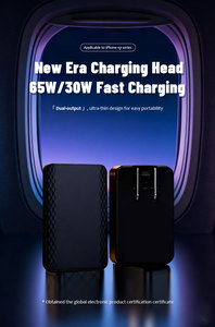 อะแดปเตอร์ชาร์จเร็ว 65W Ultra-thin <span class=keywords><strong>PD</strong></span> 3.0 QC 3.0/4.0 GaN ดีไซน์พับได้ พอร์ต USB-<span class=keywords><strong>C</strong></span>/USB-A สำหรับแล็ปท็อปและแท็บเล็ต - Product Image 2