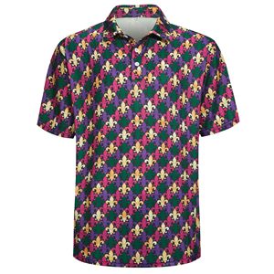 Polo de Manga Corta para Hombre, Diseño Fleur De Lis, Verde, Morado, Rosa, Dorado, Ropa Casual, Estampado Digital, Tejido de Poliéster - Product Image 1