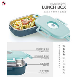 Boîte à lunch à bento en acier inoxydable, <span class=keywords><strong>thermos</strong></span> <span class=keywords><strong>rectangulaire</strong></span> de 710ML, avec verrou de sécurité à quatre côtés - Product Image 3