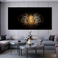 Tableaux décoratifs haut de gamme en noir et blanc, tête de tigre, art mural animalier pour la décoration intérieure, peintures de tigre.