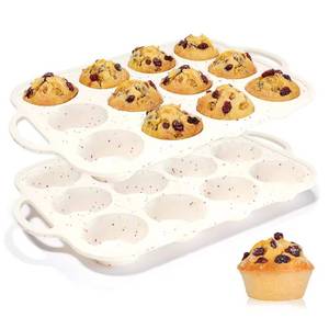 MUYULINS Factory 12 LFGB Molde de Silicona Estándar para Hornear Pasteles y Muffins con Marco Metálico Reforzado, Antiadherente y Libre de BPA - Product Image 1