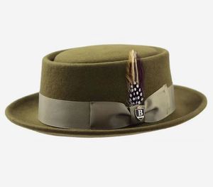 En Stock Sombrero Pork Pie de Moda 2025 para Hombre y Mujer, Sombrero Fedora de Fieltro de Lana al por Mayor con Pluma - Product Image 5