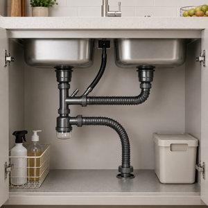 <span class=keywords><strong>Tuyau</strong></span> de vidange d'évier en acier inoxydable de forme ronde, installation facile, directement de l'usine - Product Image 2