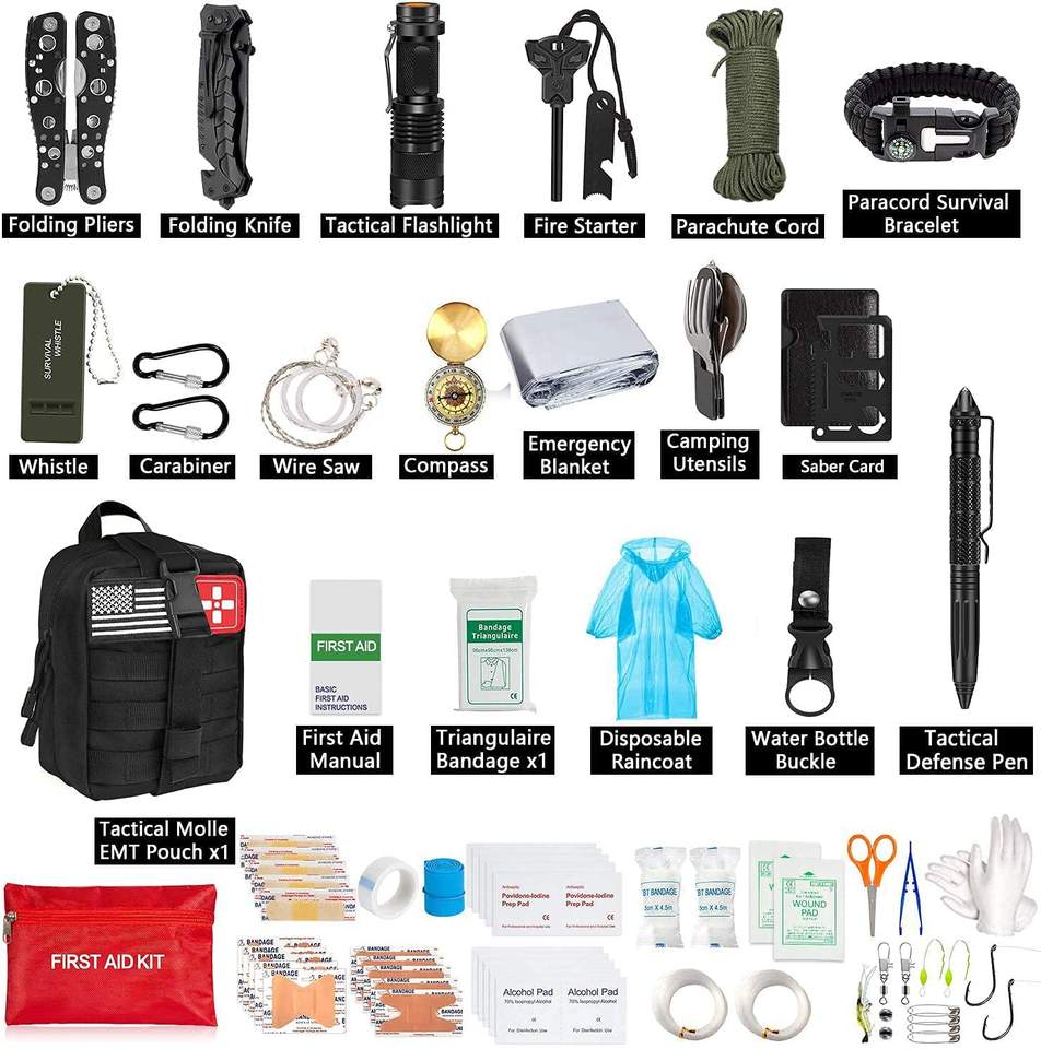 Kongo Tools Kongbo 200pcs Emergency Survival Kit and First Aid Kit Professional ...