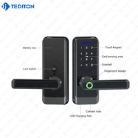 Cerradura de Puerta Biométrica Inteligente con Lector de Huellas Dactilares Semiconductor 6085, Seguridad Electrónica sin Llave, App Ttlock Tediton