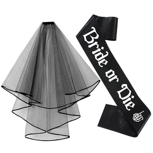 Set di Accessori Gotici per Halloween 3 Pezzi: Corona Nera, Velo e Fascia per Addio al Nubilato, Decorazioni a <span class=keywords><strong>Tema</strong></span> Scuro, Forniture all'Ingrosso - Product Image 2