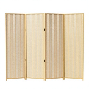 Paravent à 4 panneaux extra large, écran de séparation pliable, 63'' L <span class=keywords><strong>x</strong></span> 67'' H, design asiatique en bambou pour la séparation des pièces - Product Image 1