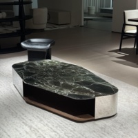 Table basse de luxe design italien automne vert violet rouge pierre naturelle miroir en acier inoxydable surface légère métal de luxe