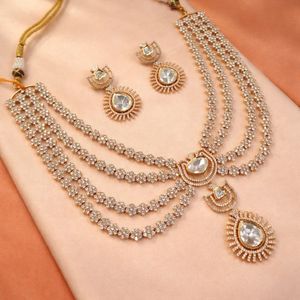 Three-Layer Indian <b>Choker</b> Necklace Set: Traditional Kundan & <b>Pearl</b> Jewelry with Matching Earrings for Women and Girls - Product Image 5