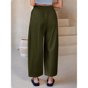 Pantalones Harem de Pierna Ancha para Mujer, Cintura Alta, Algodón, Casuales, con Bolsillos, Transpirables, Estilo Verano - Product Image 4