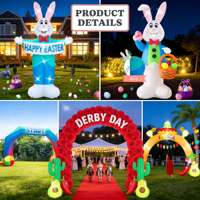 Grand Lapin de Pâques Gonflable de 4,27 m pour Décoration Extérieure, Très Grand, avec Lumières LED Intégrées, Tissu Robuste, Gonflage Rapide