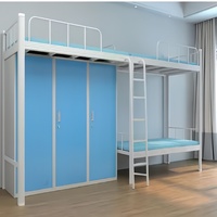 Lit superposé en acier de grande taille avec bureau et rangement, simplicité moderne, cadre de lit pour adultes, dortoir scolaire, hôtel, usage domestique