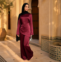 Ensemble 2 pièces de mode modeste MEXIZO : Abaya décontractée à manches longues et pantalon avec ceinture latérale, tenue Abaya pour femmes musulmanes, fourniture ODM