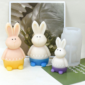 Moule en silicone Lapin <span class=keywords><strong>pour</strong></span> bougies d'aromathérapie, fabrication DIY de bougies parfumées, ornements en plâtre et savons parfumés animaux – Collection Pâques - Product Image 4