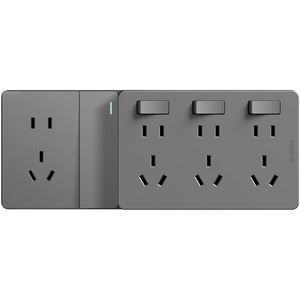 86 Type Extended <b>Socket</b> 6 Outlets Wall Mounted With Switch Multi Port Power Strip Easy Installation Standard Grounding PC - Product Image 2