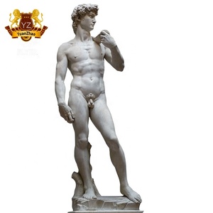 Estatua de David de Mármol Blanco de Tamaño Real, Estatua de Hombre Desnudo de Mármol, <span class=keywords><strong>Escultura</strong></span> <span class=keywords><strong>Romana</strong></span> de David en Venta - Product Image 5