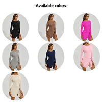 Robe de tennis à manches longues pour femme avec short intégré, taille nouée, col rond, séchage rapide, pour le golf, le yoga, vêtements de sport, vente en gros personnalisée