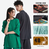 T-shirt Boxy Oversize Uni 270 g/m² à Épaules Tombantes pour Homme, Personnalisable, 100 % Coton, Imprimé, Effet Délavé, Design de Marque