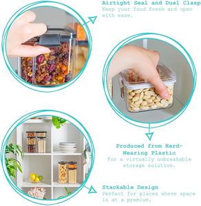 Recipientes Rectangulares Transparentes de Gran Capacidad, Herméticos, Sostenibles y Modernos para Cocina, Recipientes de Plástico para Almacenamiento de Cereales con Tapas para Alimentos Secos - Product Image 2
