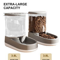 Ensemble distributeur d'eau et de nourriture pour animaux de compagnie 3,8 L, gamelle à remplissage automatique par gravité, réservoir visible pour chats et chiens