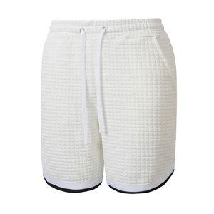 Nouveaux shorts de sport décontractés et élégants pour hommes, en tricot, à taille mi-haute, avec empiècements à carreaux, pour tous les jours et les vacances en Europe - Product Image 5