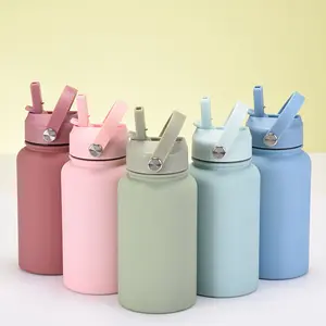 Gepersonaliseerde 650Ml Matte Dubbele Wand Vacuüm Thermos Beker Roestvrijstalen Geïsoleerde Sportwaterfles Met Stro/Handvat