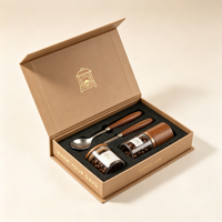 Boîte à rabat magnétique GoTop pour ensemble d'outils à café avec insert EVA personnalisé, finition mate, coffret cadeau de café haut de gamme