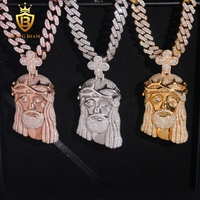 Prix de gros Pendentif Tête de Jésus entièrement serti de Moissanite couleur D VVS en Argent 925, Breloque Hip Hop, Bijoux de rappeur, Faible MOQ